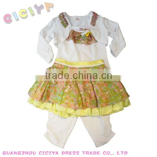 Latest fashion girl dress 4pcs set design for summer 2014