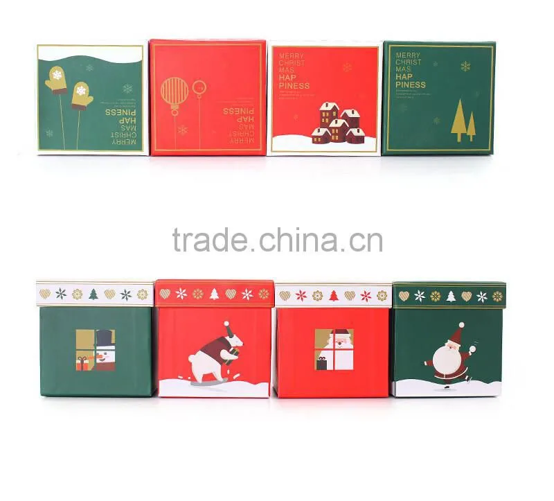 Lot of 4 Small Nesting GIFT BOX Boxes CHRISTMAS Present (Polar Bear Santa Claus Gloves Snowman) NEW