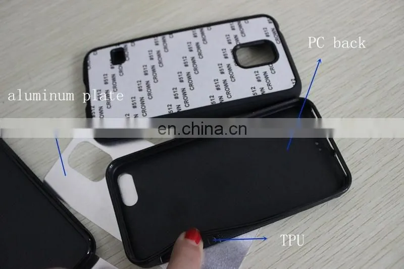 sublimation blank TPU+PC+ aluminum sheet black mobile phone covers