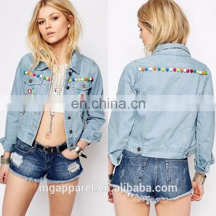 New fashion jackets embroidery designs embroidery jean jacket wholesale