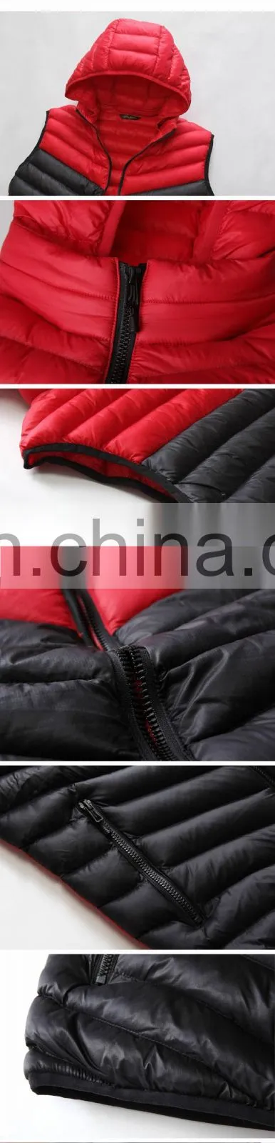Men nylon decthable hood padded vest winter warm down vest