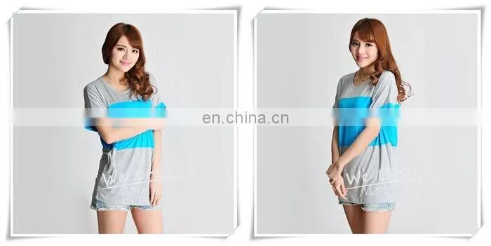 Bamboo Jersey Summer Short Sleeves T-shirt with Big Color Block Matching Soft