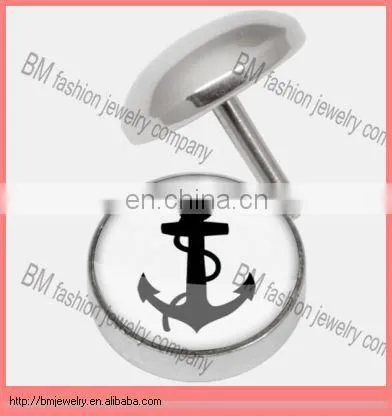 fashion logo stainless steel fake plug earring body jewelry