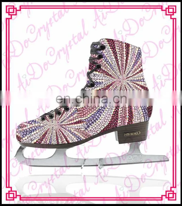 Aidocrystal exclusive design crystal covered ice dancing shoes,ice skating shoes