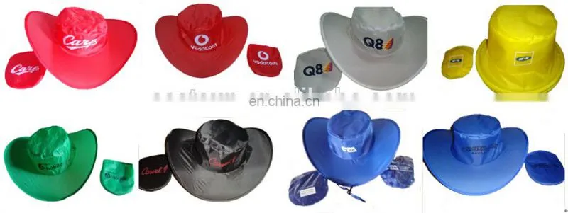 Foldable nylon polyester cowboy hat