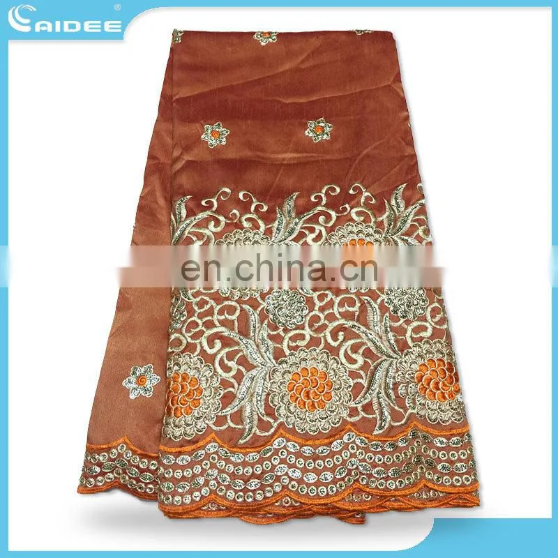The design of the high quality African George lace fabric red color wedding dress Gr157904