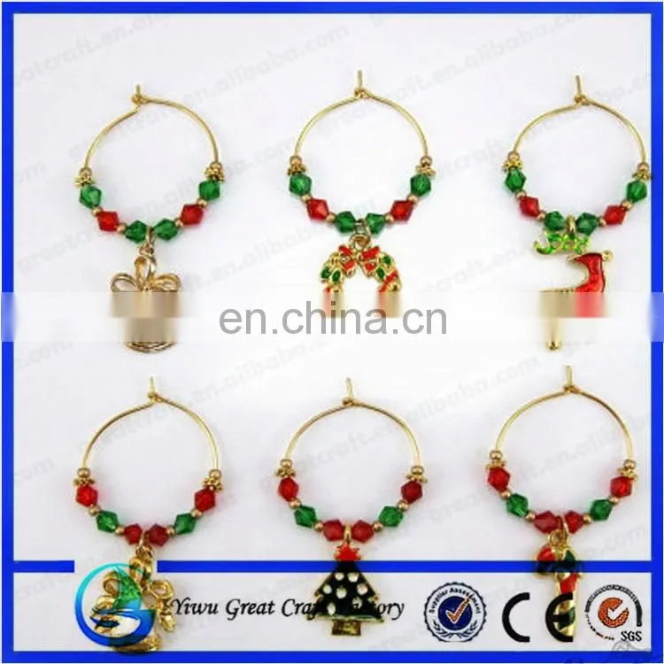 Tiny Christmas Ornaments Set of 6 Wine Glass Charms