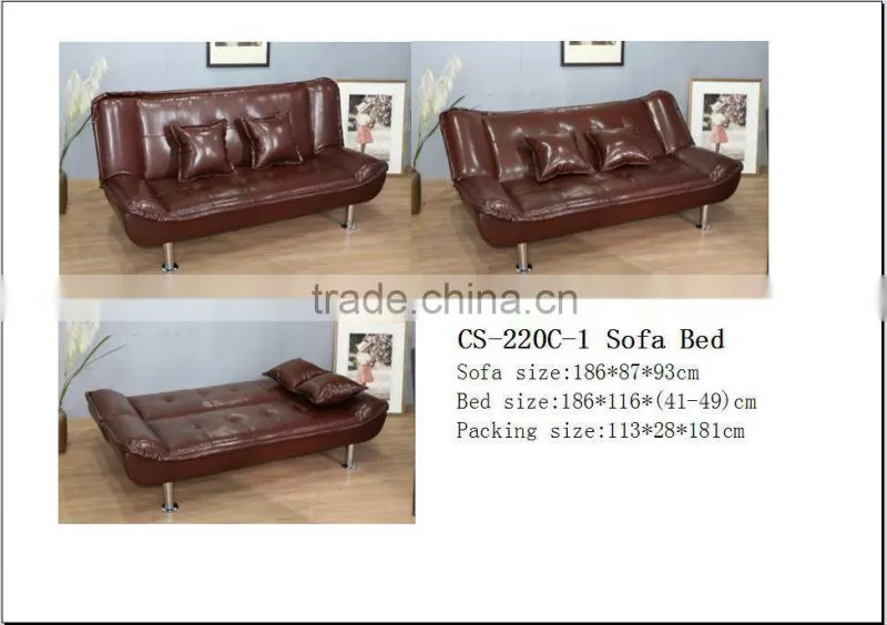 Fabric Leisure Three Folded Sofa bed with 2 back pillows