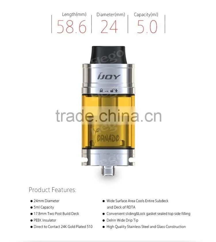 Original IJOY Tornado RDTA with 5ml Supports 300W NEW VAPE Tank Wholesale