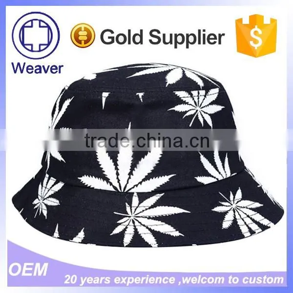 Outdoor Hat Custom Logo Cotton Black Leaf Sublimation Bucket Hat