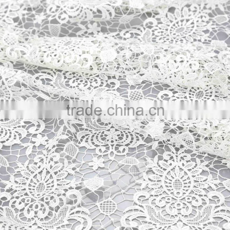 Top quantity New product computerized white embroidered fabric with cutwork embroidery