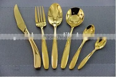 New design hand polish 6 pcs stainless steel cutlery set gold color