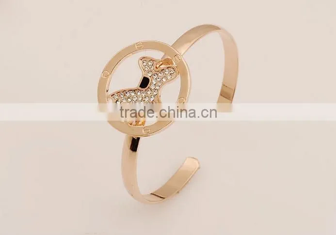 High quality lovely rose gold dog charm animal bracelet