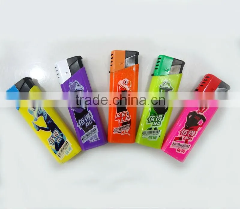 five solid colors plastic lighter gas windproof lighter electric lighter for cigarette with printing