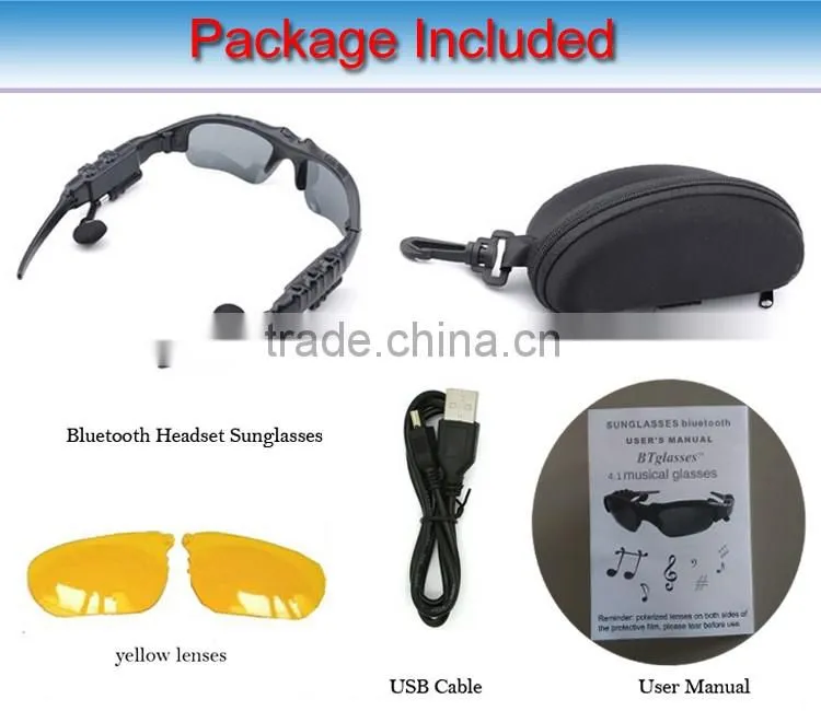 2016 New Wireless bluetooth polarized sunglasses Stereo Music Phone Call Headset for Music BT103