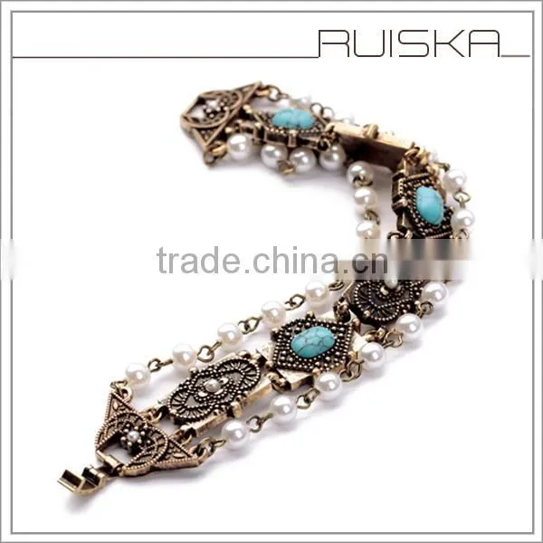 Vintage Pearl Natural Turquoise Bracelet