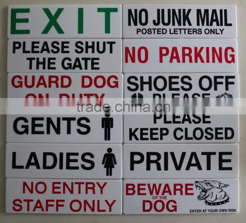 Plastic adhesive sign board sticker