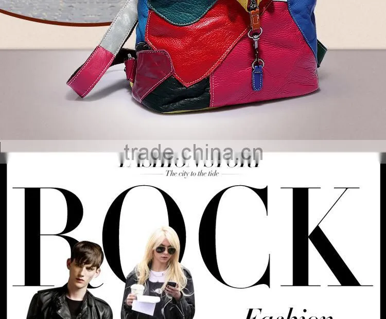 2015 autumn top grain genuine leather backpack fashion cattlehide women backpack