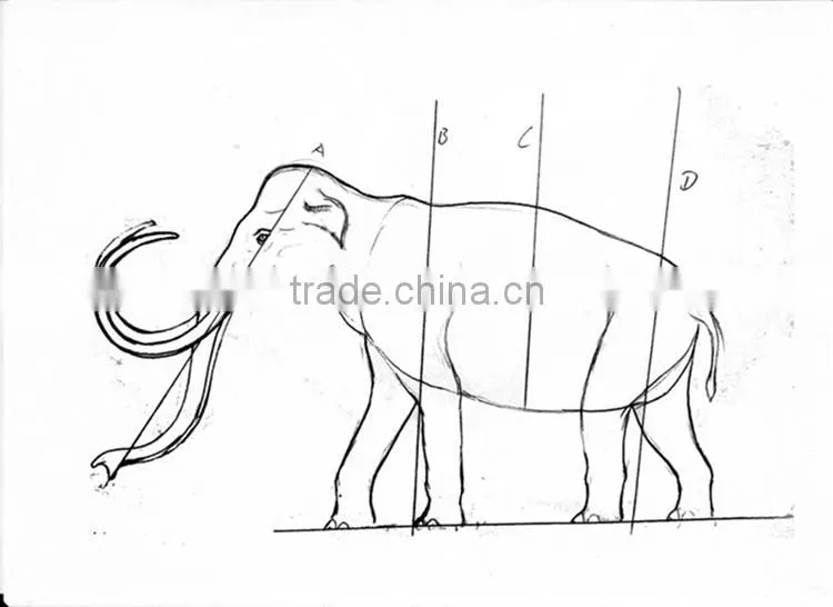 Amusement park artificial animatronic emulation realistic robotic animals mammoth