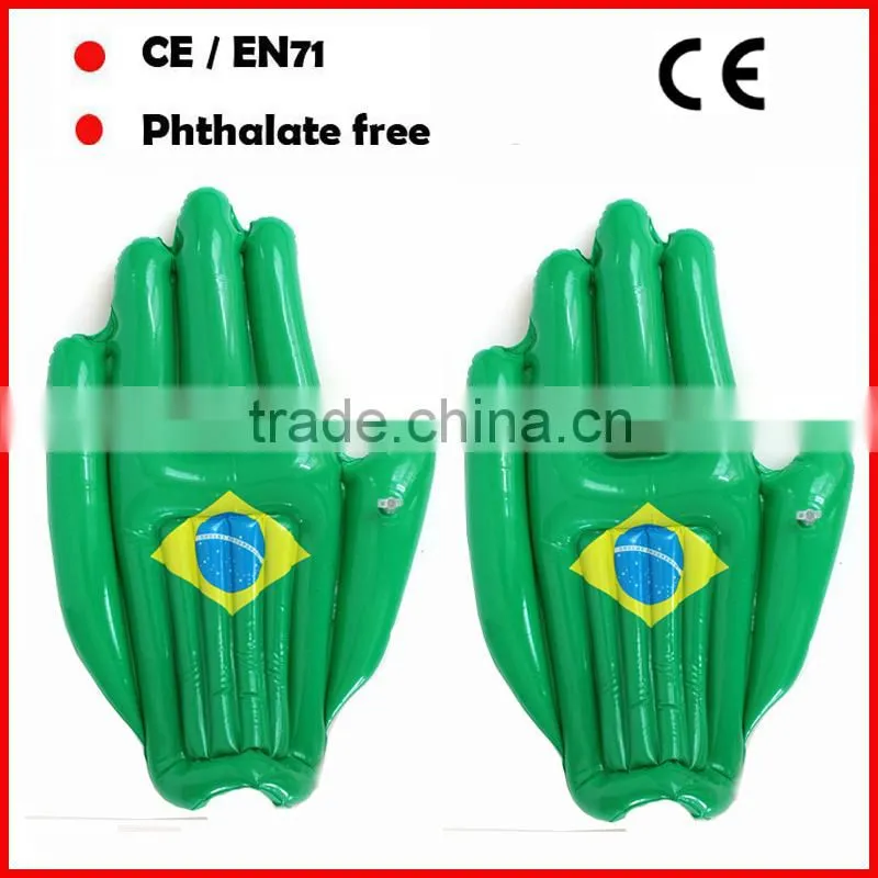 PVC blue color inflatable finger hand with white logo for promotion