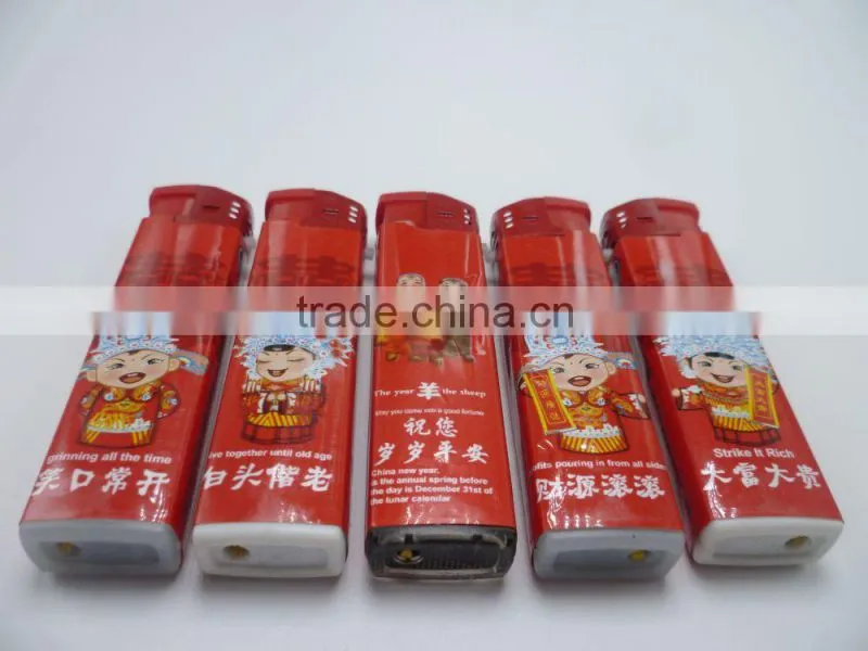 Red printing wrapped with paper refillable lighter