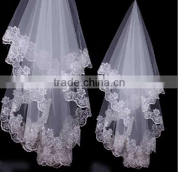 10PCS MOQ: White Cheap And Beautiful 1mW * 3mL Wedding Bridal Veils With Free Shipping