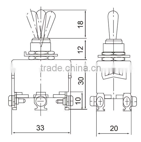 CNTD Supply Double Pole Double Throw Toggle Switch 12 MM C523B ON-OFF-ON