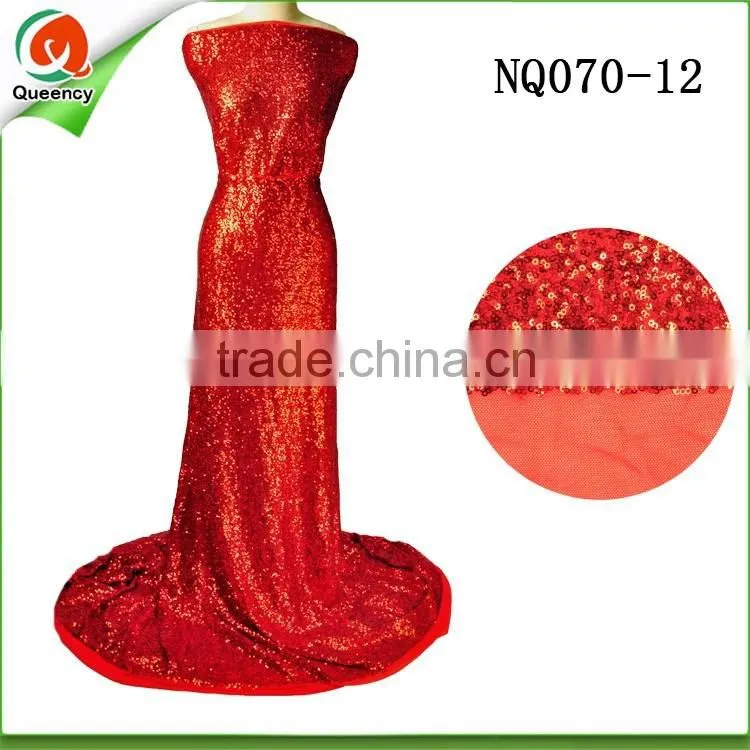 high quality spangle fabric red sequin fabric for party dress NQ070-12