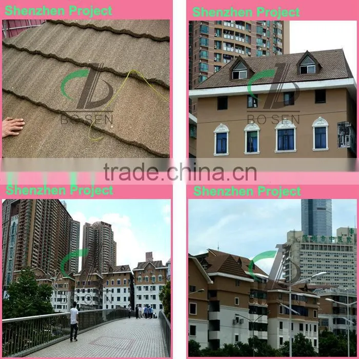 Antique chinese magnesium oxide stone-coated metal roof tile