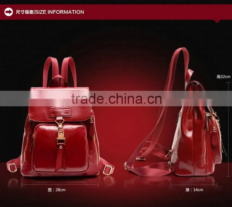 China Alibaba Shop Fashion Korean Style women red leather backpack for girls made in china