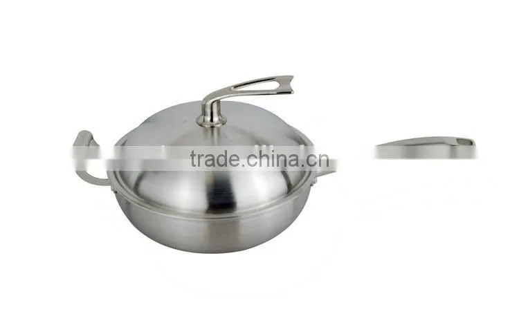 Top Quality Food Grade 304 Stainless Steel Cookng Frying Pan with Lids