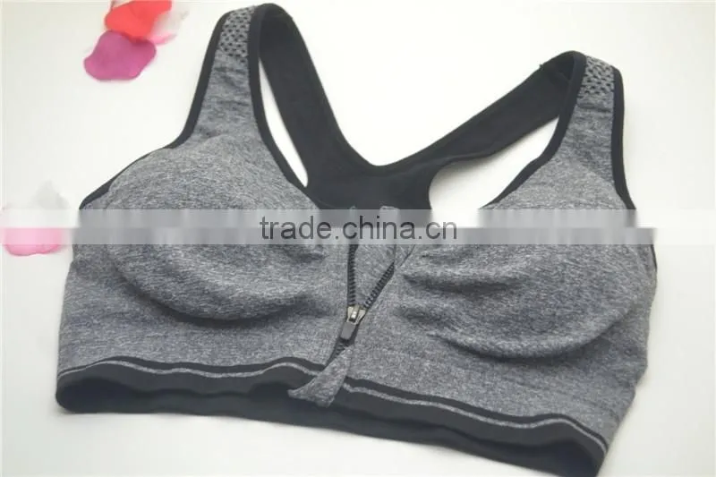 Fitness ladies H-shaped sports zipper bra underwear wholesale