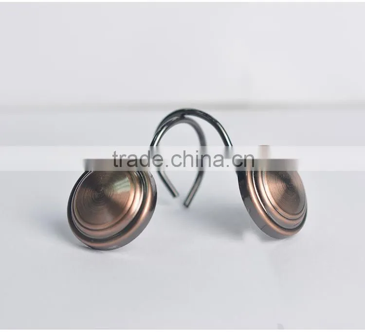 shower curtain hooks/shower curtain track hooks ,metal rounded shape curtain hanging hooks