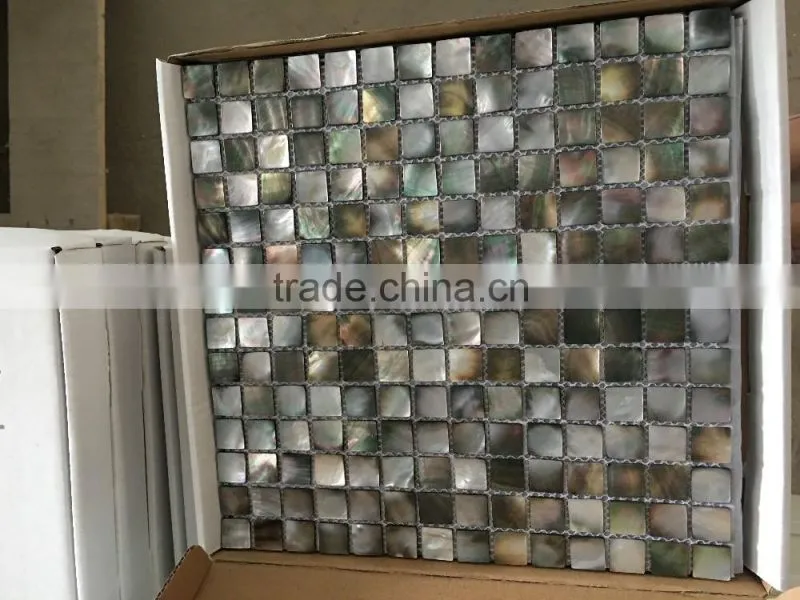 Factory supplier Blacklip sea shell mosaic sheet,with joints on mesh,bathroom tile