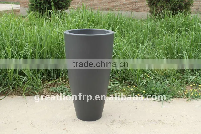 Large size black tall plastic garden flower pot for outdoor deco