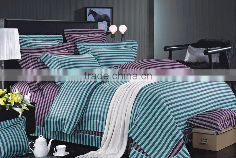 luxury stripe design 100%cotton reactive printed bedding set