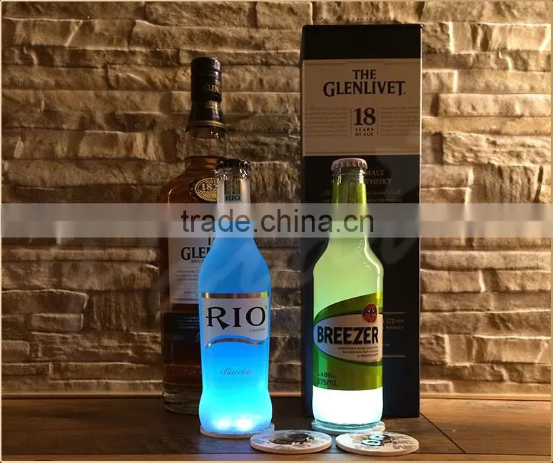 Promotional adhesive led flashing coaster bottle sticker