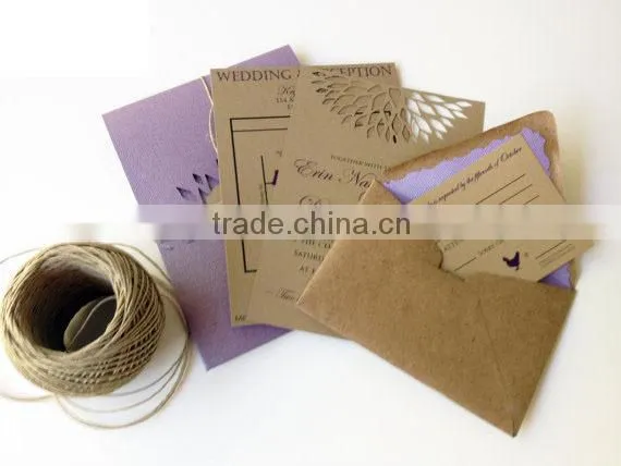 Rustic Twine Wedding Invitation- Country Chic Wedding Invitation - Pocket Invitation - Tie the Knot Wedding Invitation