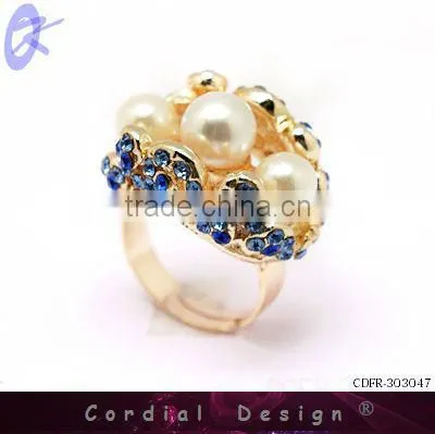 new hot sale wholesale fashion rhinestone pearl cheap ring