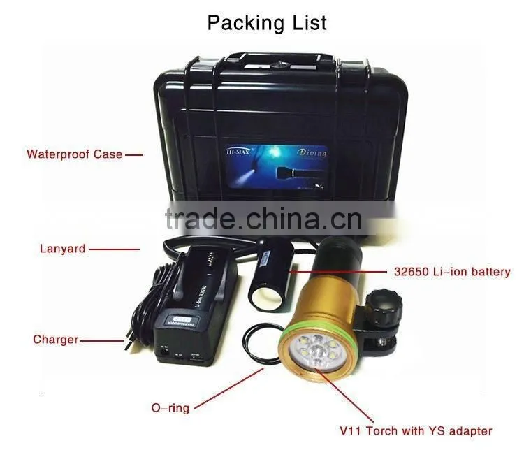 Professional Photography led flashlight scuba diving torch