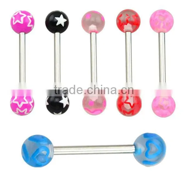 TR01055 resin fashion tongue piercing ring , plastic tongue ring jewelry