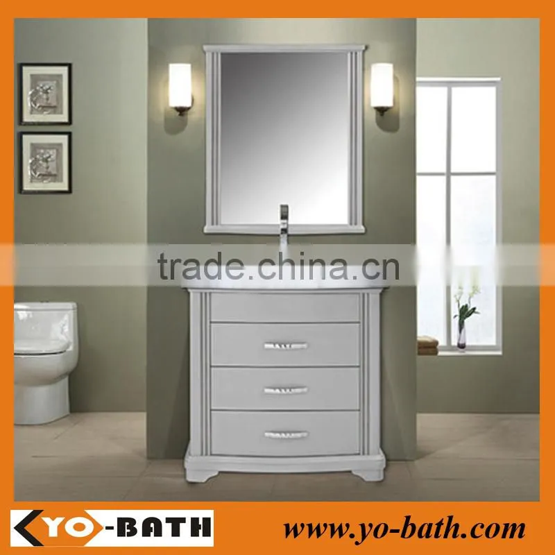 china manufactuer solid wood single sink grey vanity cabinet