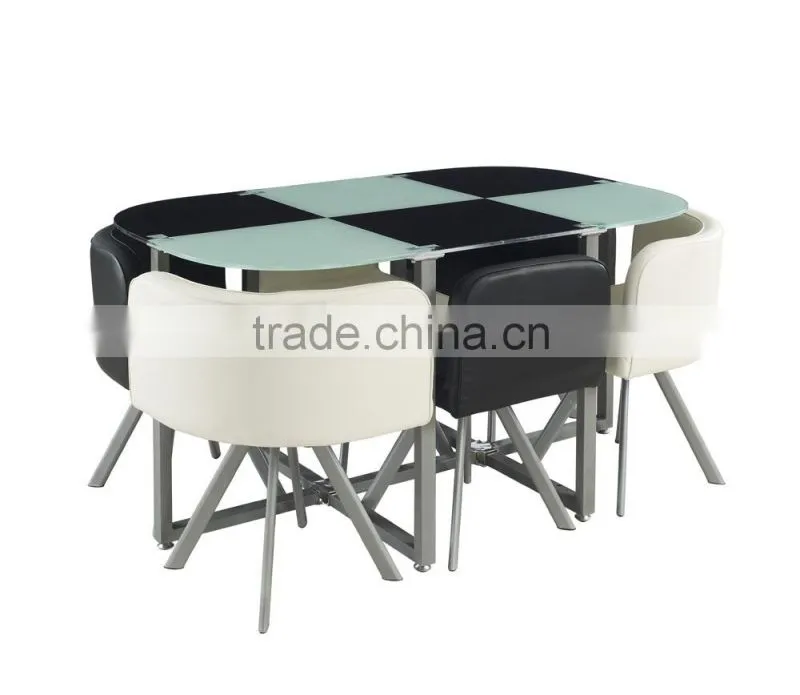 Space saving modern dining table with 4 chairs