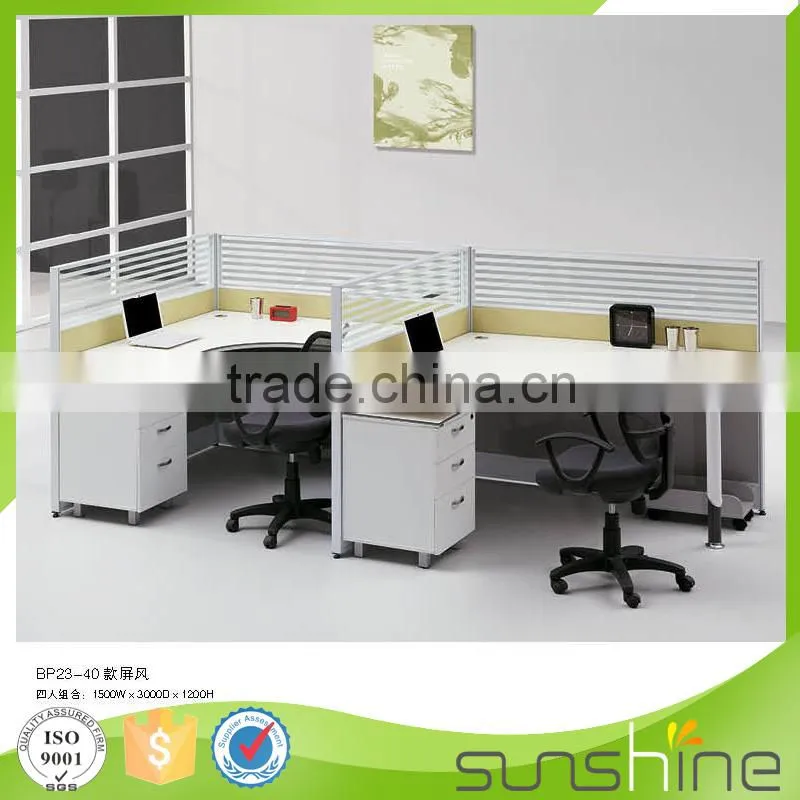 Furniture guangzhou 2 person workstation office desk partition MFC board and glass partition
