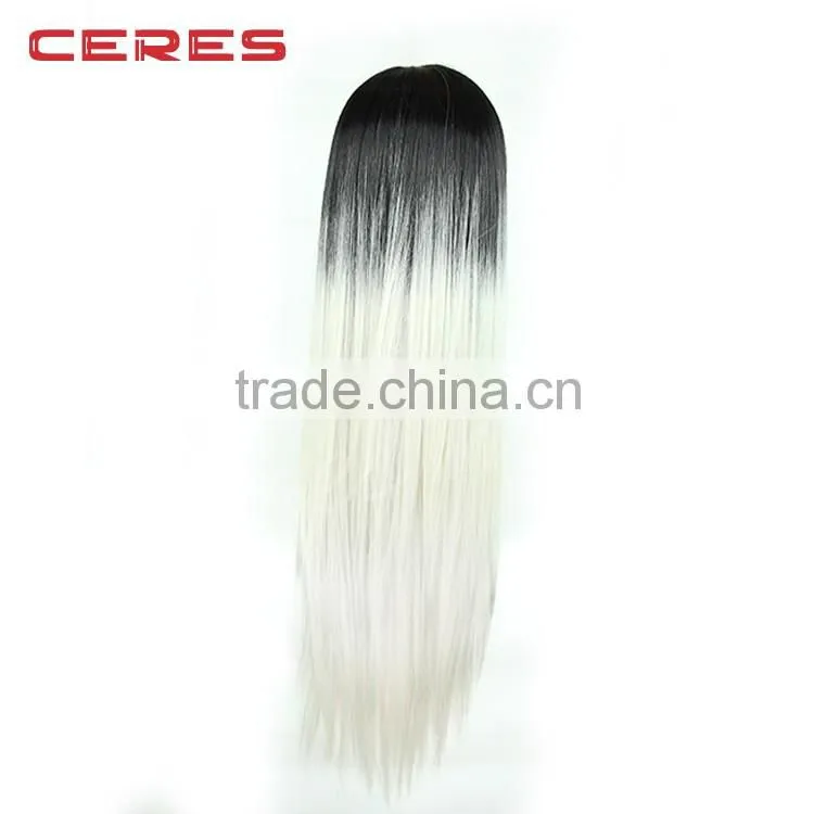 dark root white ombre wig synthetic hair Japanese high temperature fiber synthetic wig straight long wig