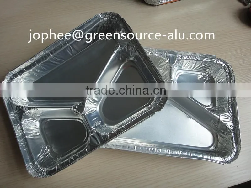 Three compartment aluminum foil container