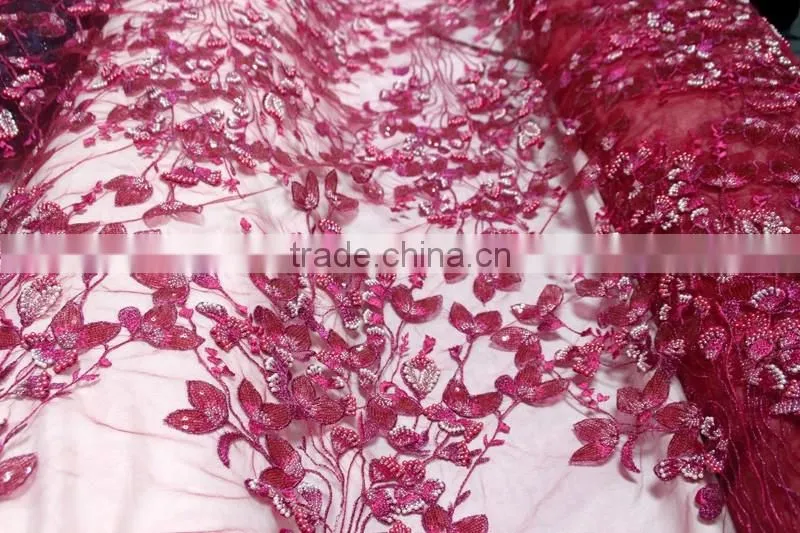 Top One high quality african french lace fabric 3d flower lace embroidered fabric applique dresses
