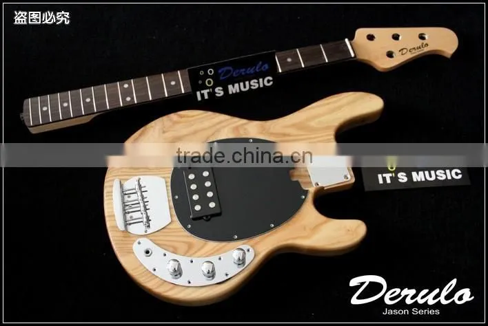 Diy High Quality Ash Wood Unfinished Electric Bass Guitar Kits 4 Strings