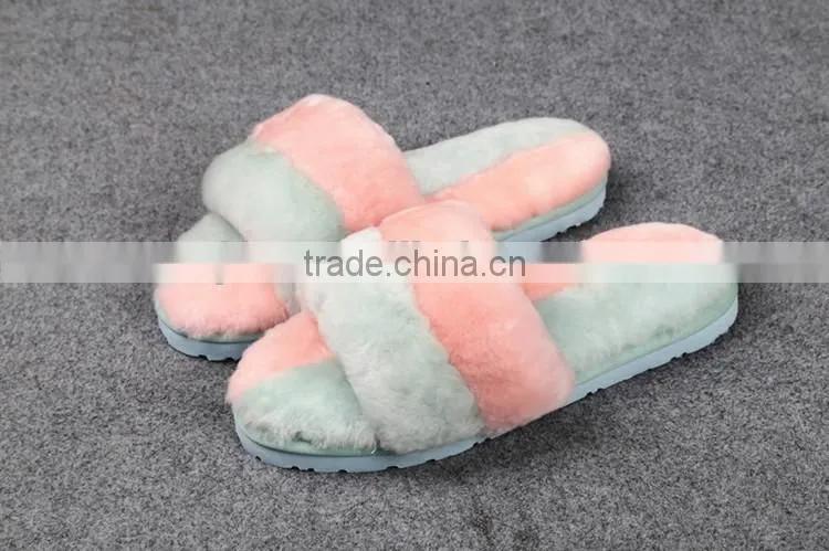 Many Colors Soft Warm Two Tone Sheared Rex Rabbit Fur Slipper