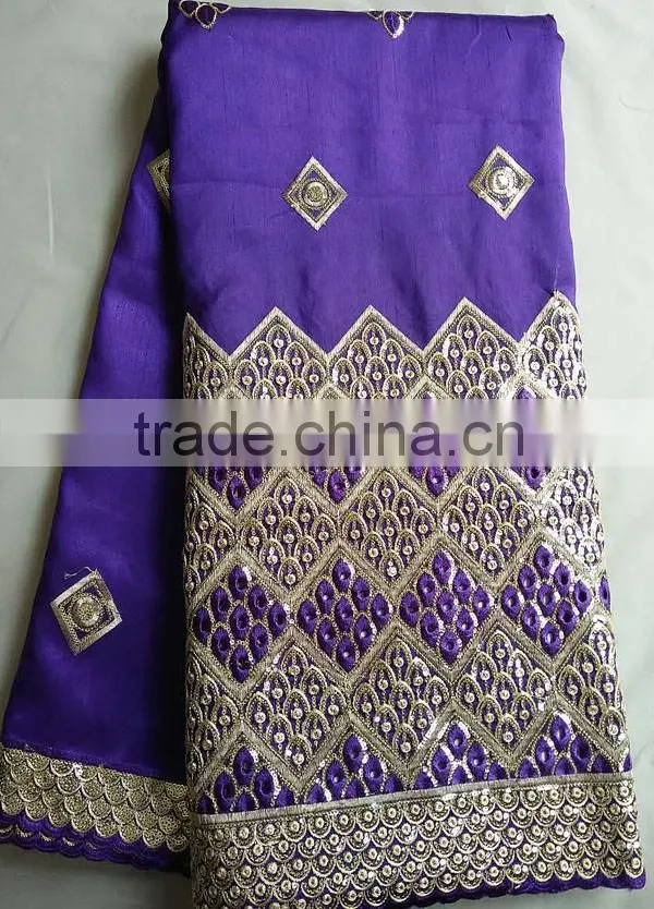 Nigerian polyester slub yarn embroidered bridal lace george